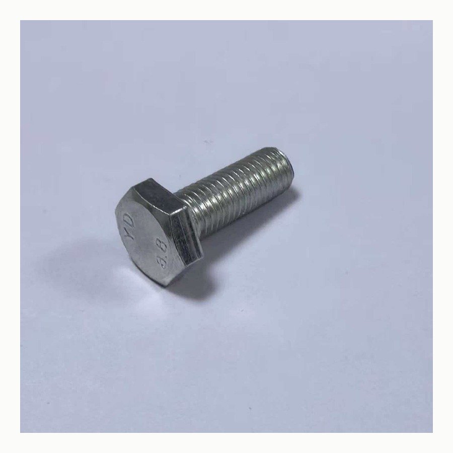Zinc plated hex bolt with class 8.8 grade marking on the head