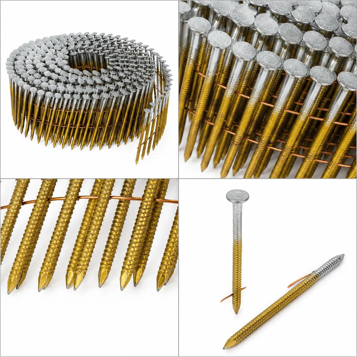 Coil packed siding nails for pneumatic siding nailer applications